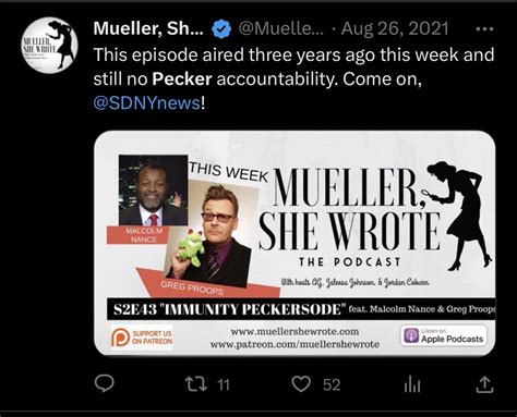 Jul 18, 2023 Mueller, She Wrote MuellerSheWrote NEW judge Cannon has not yet ruled on when the documents trial will take place, but she seemed to brush off the trump side about not being able to pick a jury before the election, but she seemed sympathetic to granting more time based on the volume of the evidence. . Mueller she wrote twitter